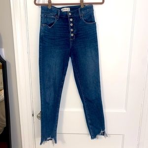 Abercrombie High Waisted Jeans with Distressed Ankle Detailing
